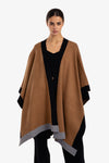 Wool Color Piping Poncho