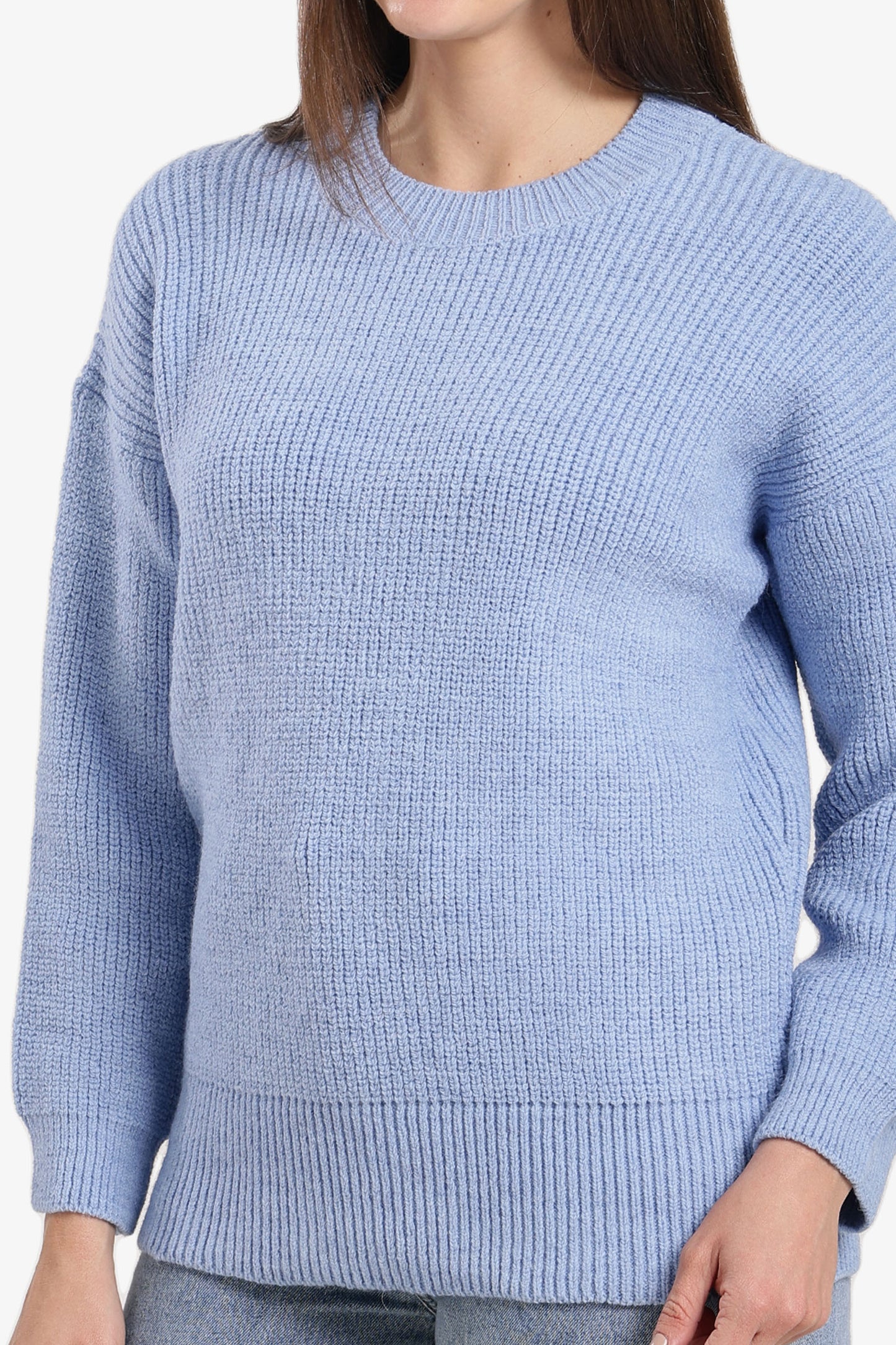 Ribbed-Trim Knit Pullover