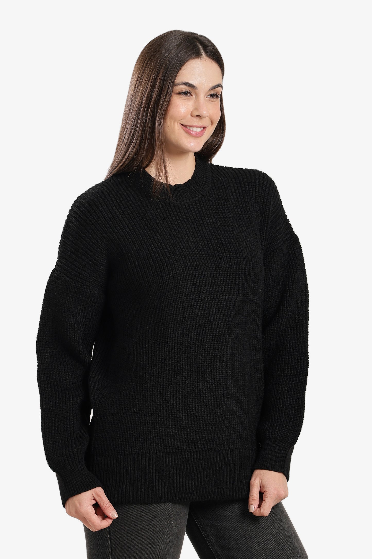 Ribbed-Trim Knit Pullover