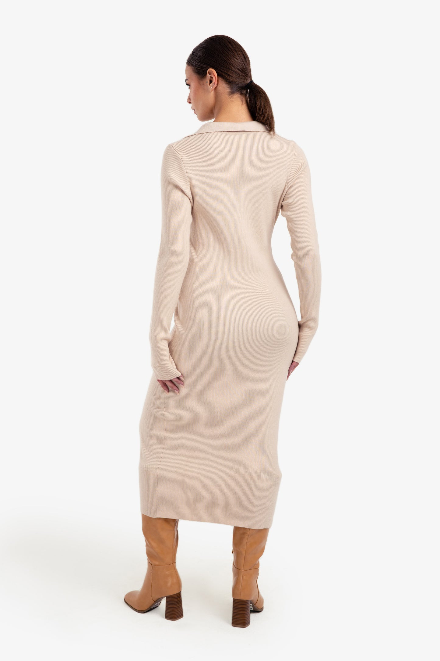 V-Neck Ribbed Dress