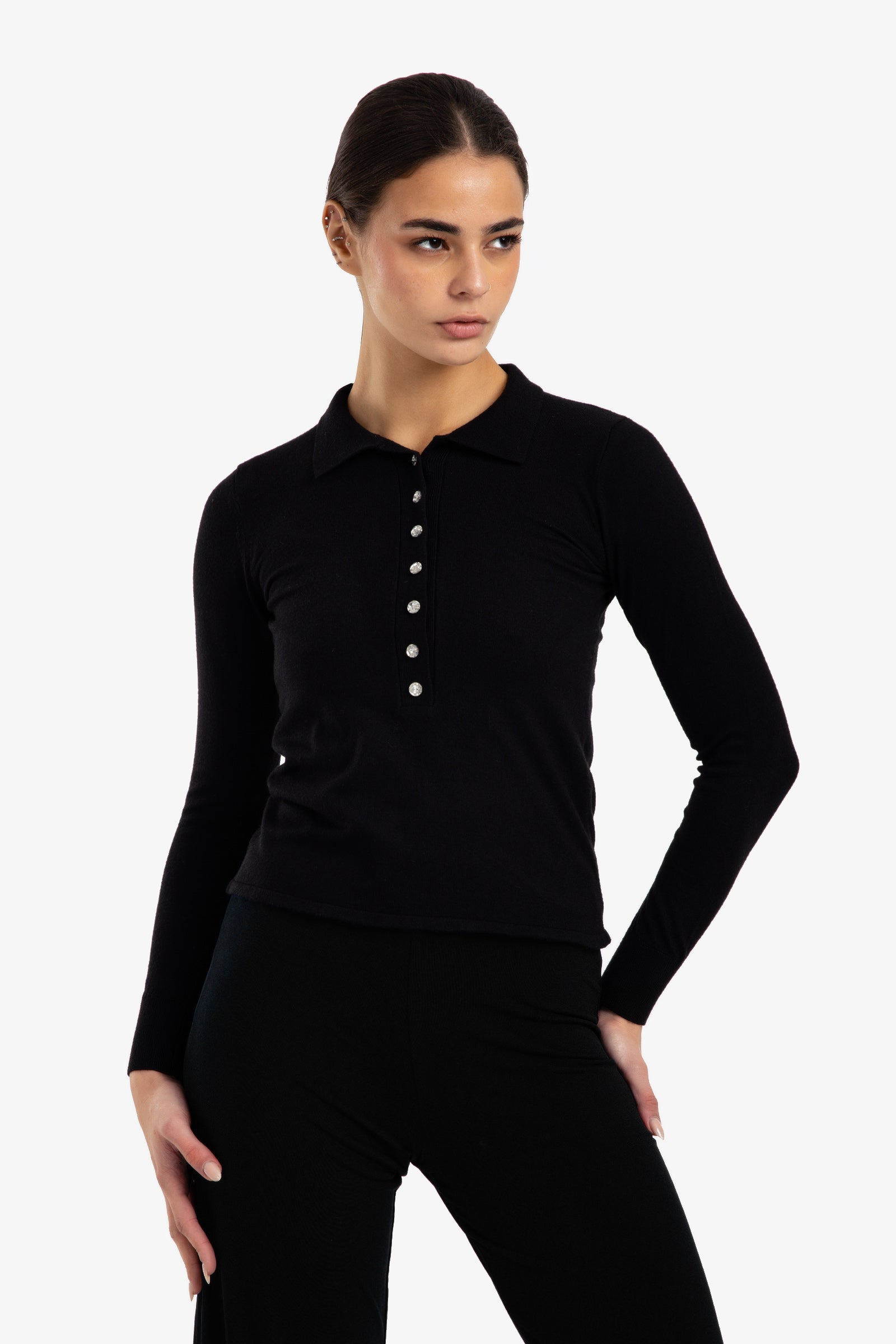 Buttoned Slim Fit Pullover