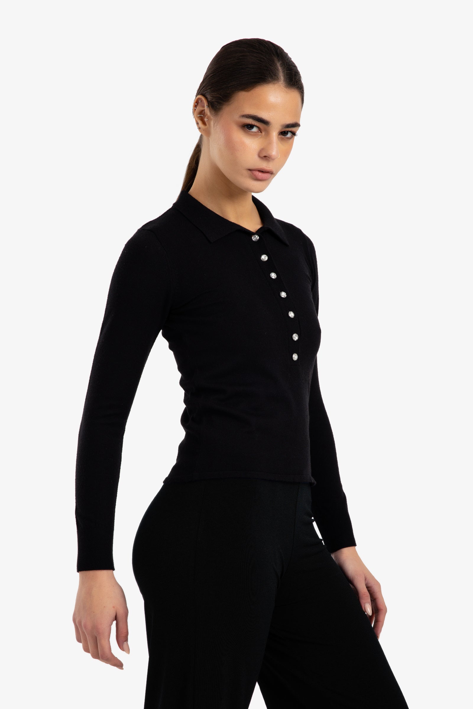 Buttoned Slim Fit Pullover
