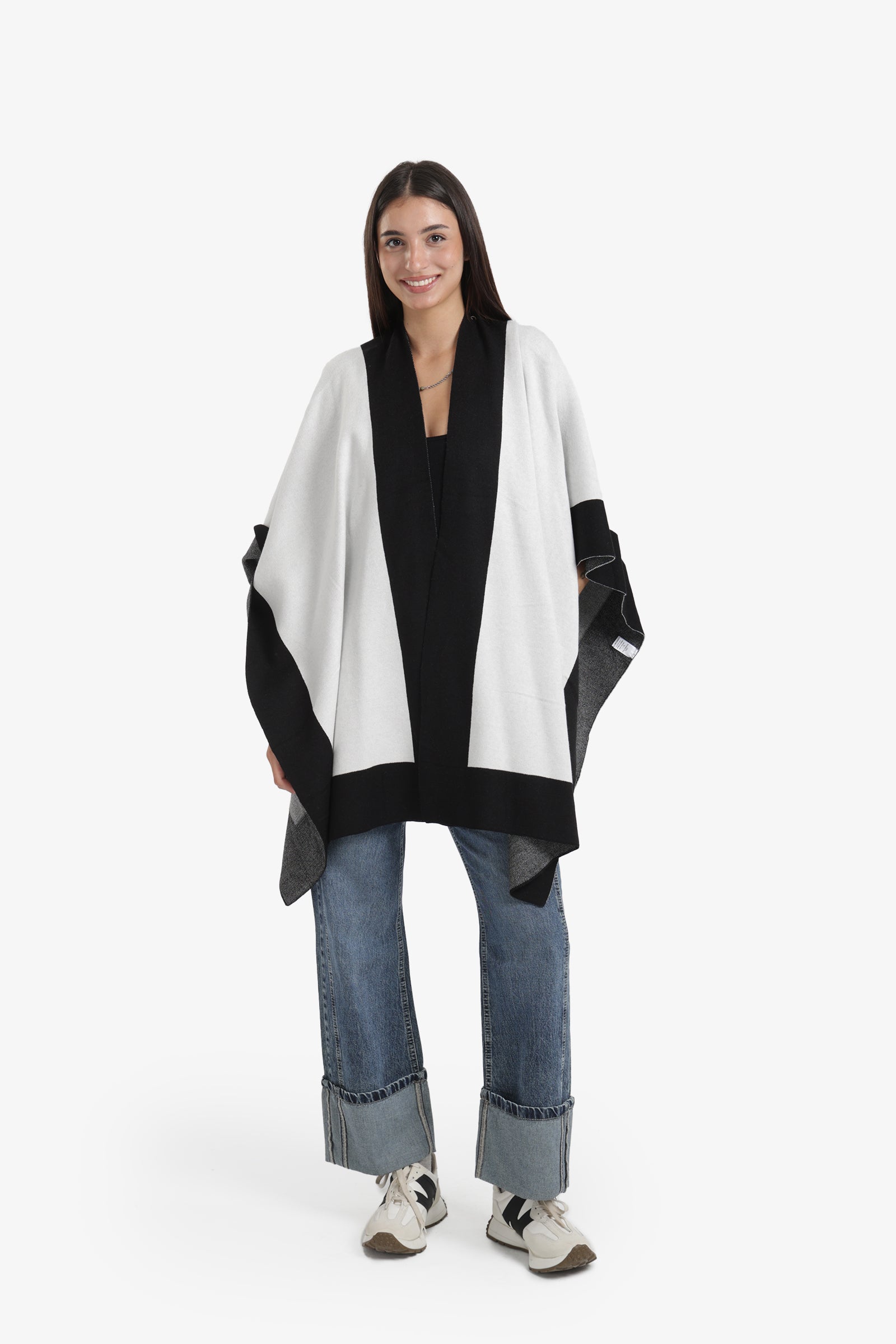 Wide Black Trim Poncho
