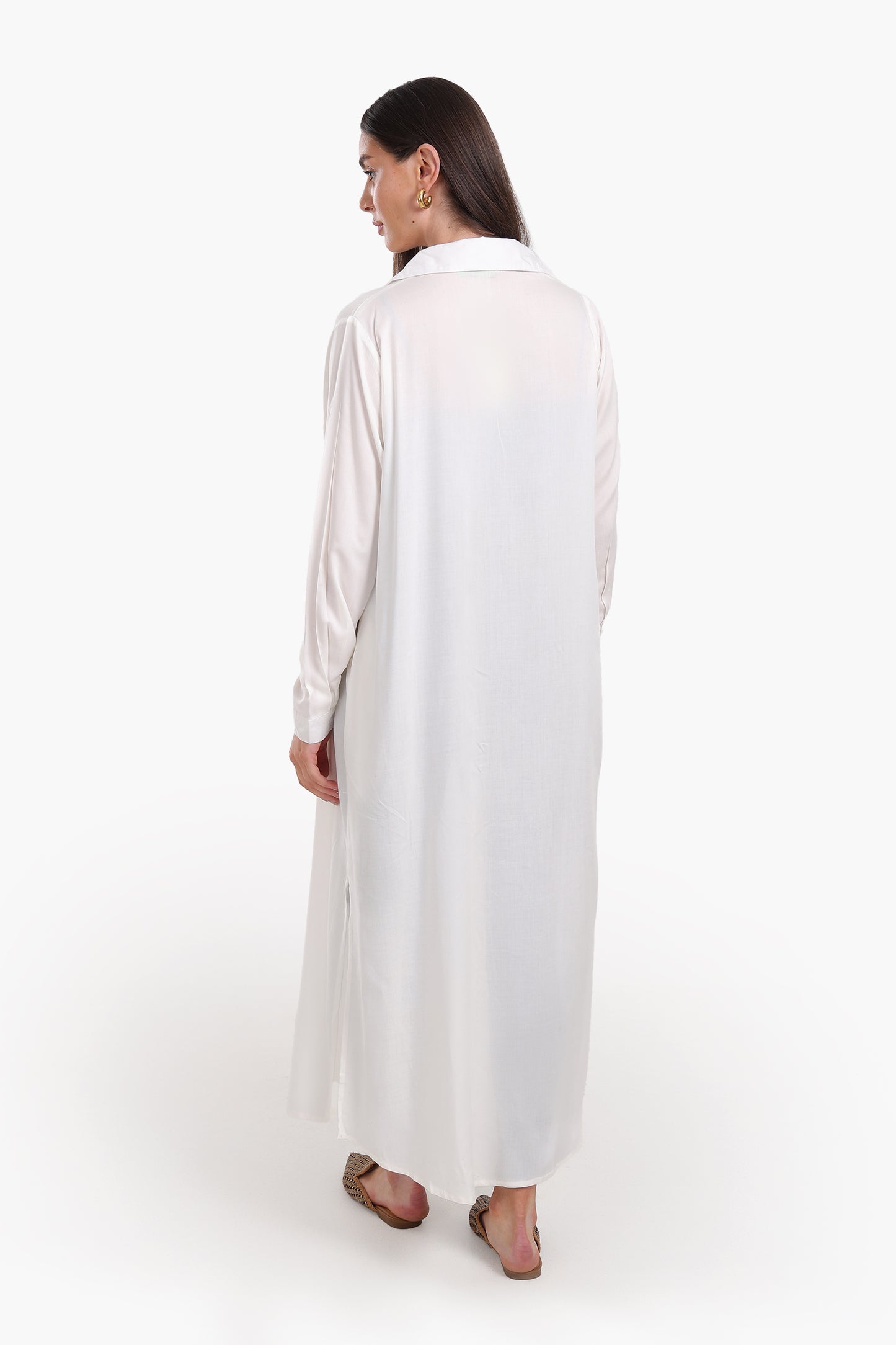 V-Collared Neck Shirt Dress