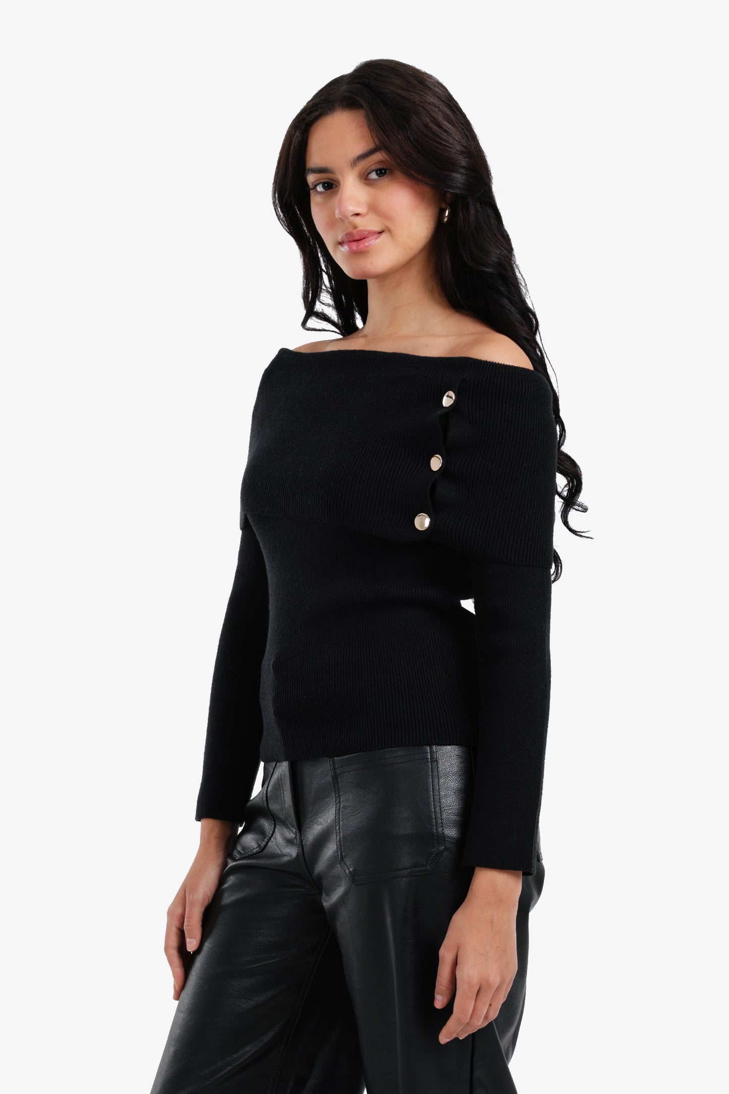 Off-Shoulder Ribbed Pullover