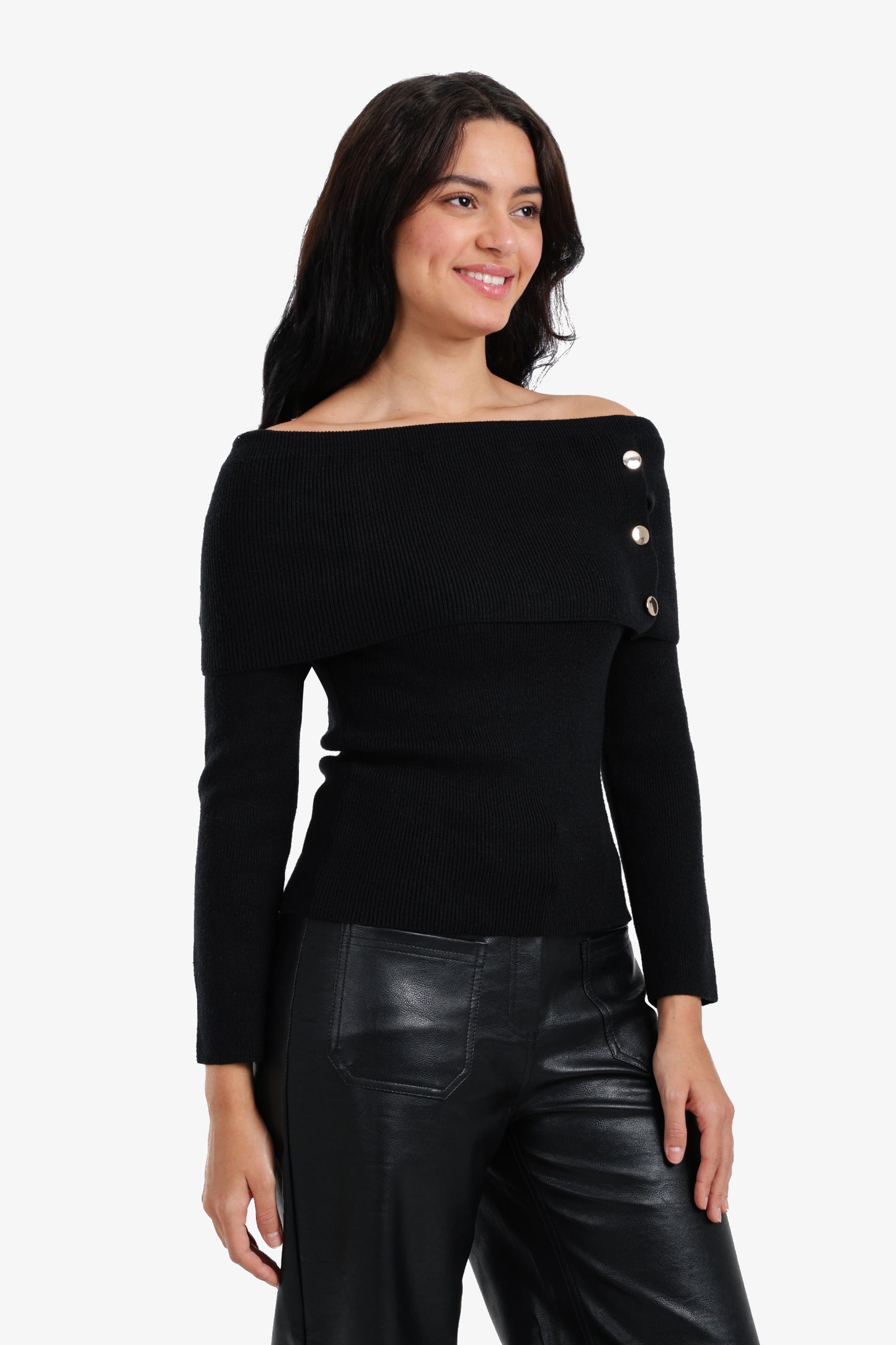 Off-Shoulder Ribbed Pullover