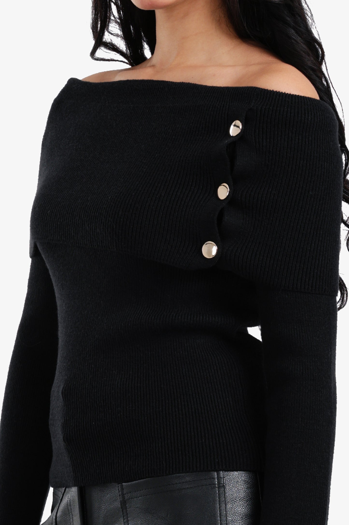 Off-Shoulder Ribbed Pullover