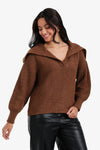 Puff-Sleeve Ribbed Pullover