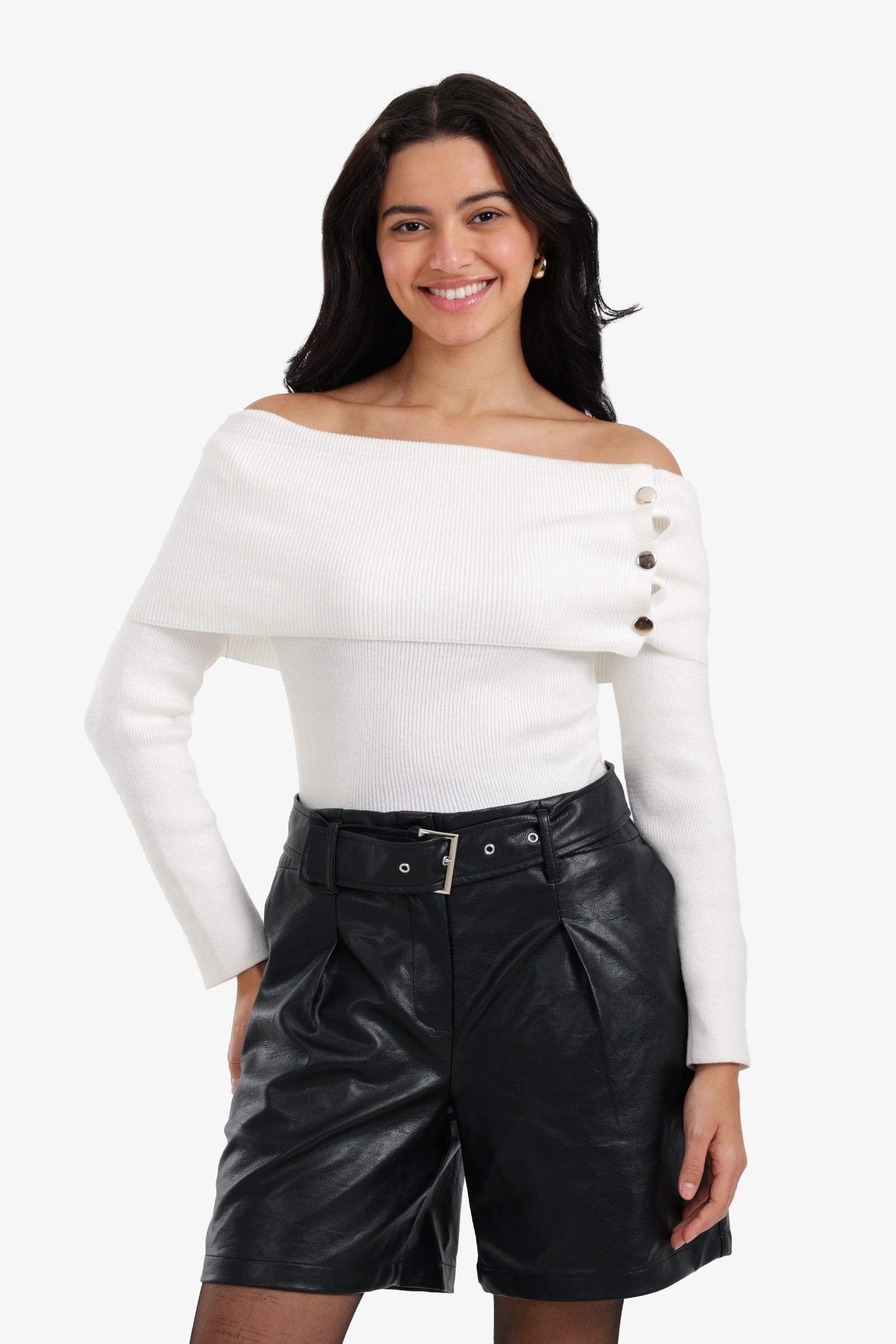 Off-Shoulder Ribbed Pullover
