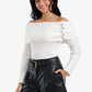 Off-Shoulder Ribbed Pullover