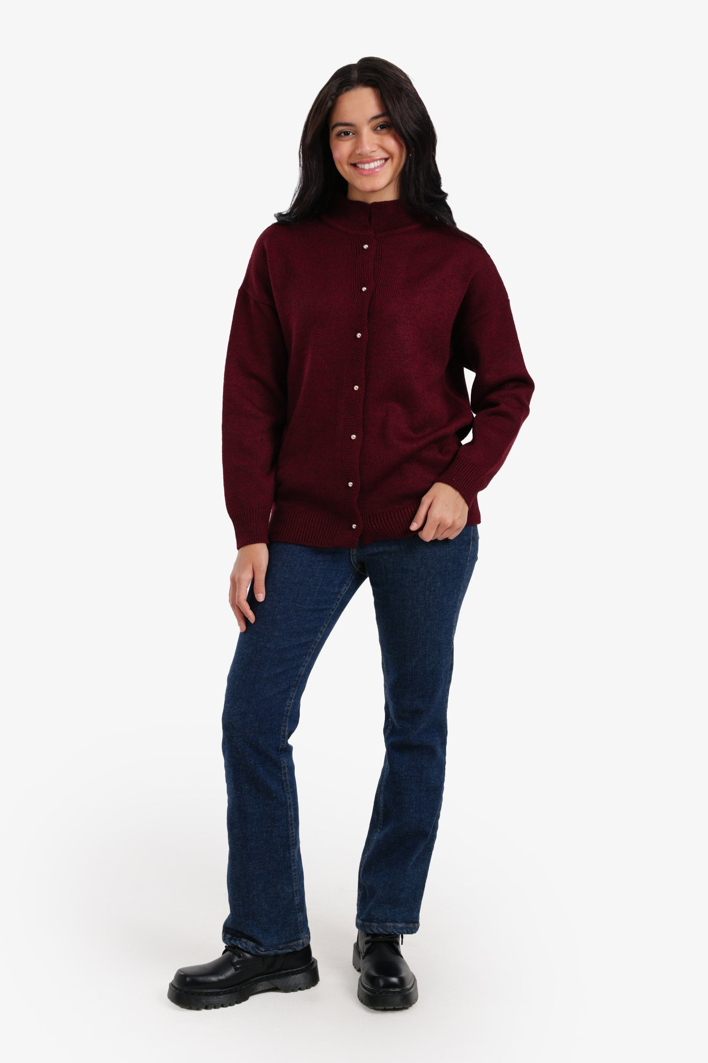 Knit Button-Front Cardigan