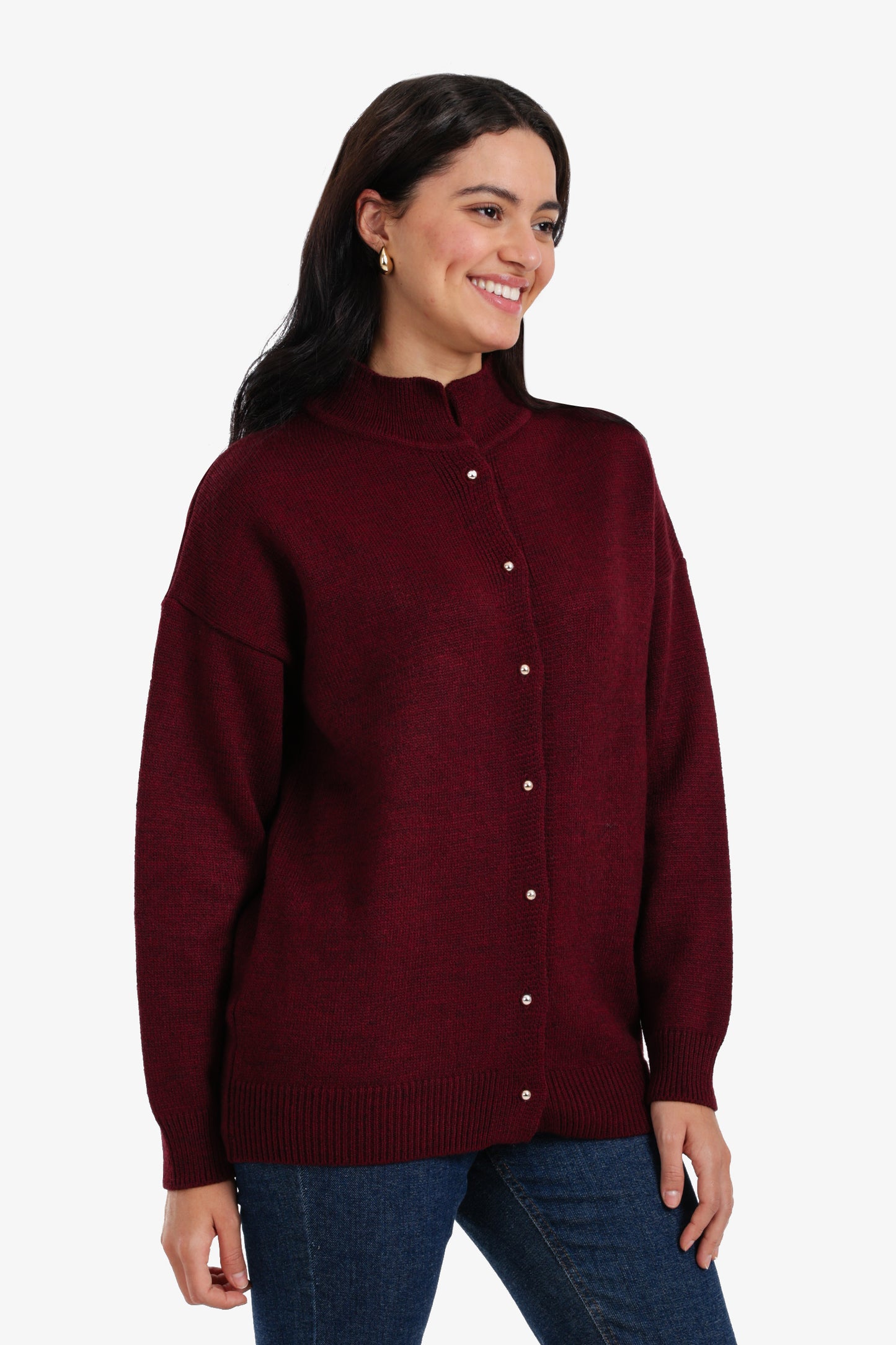 Knit Button-Front Cardigan