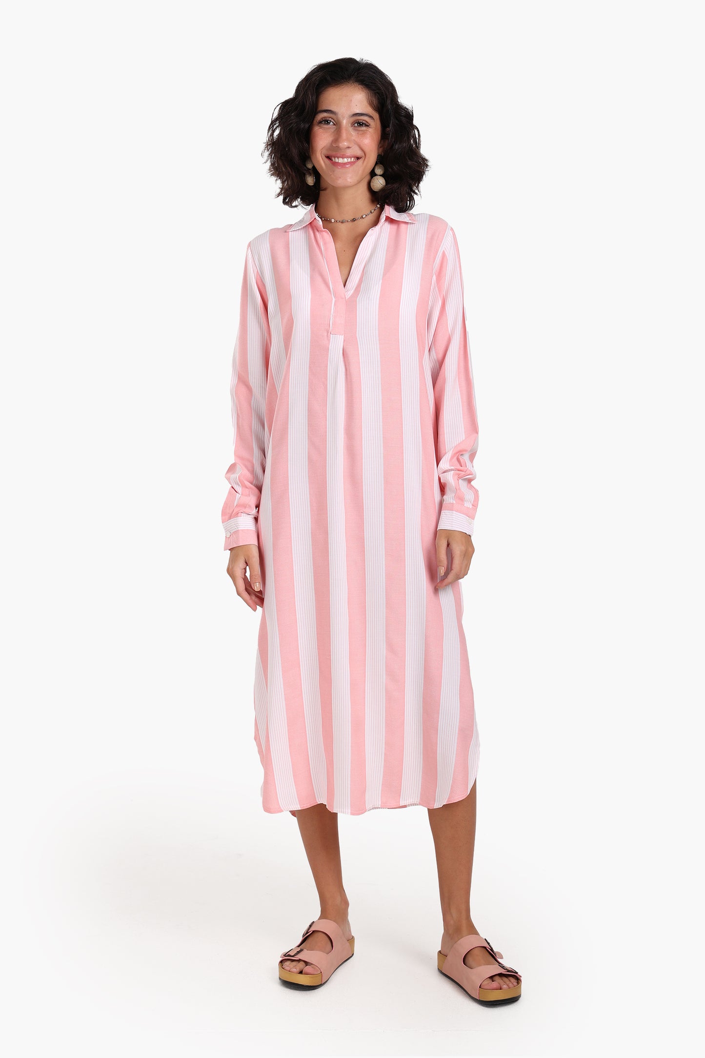 Striped Midi Collared Dress