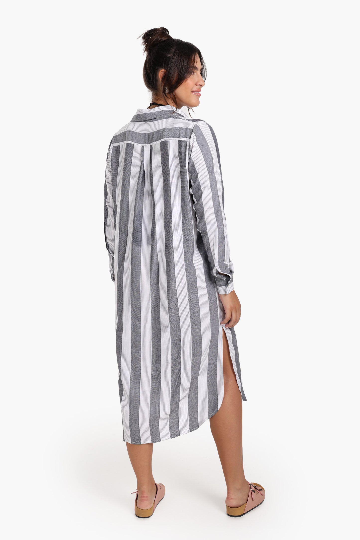 Striped Midi Collared Dress