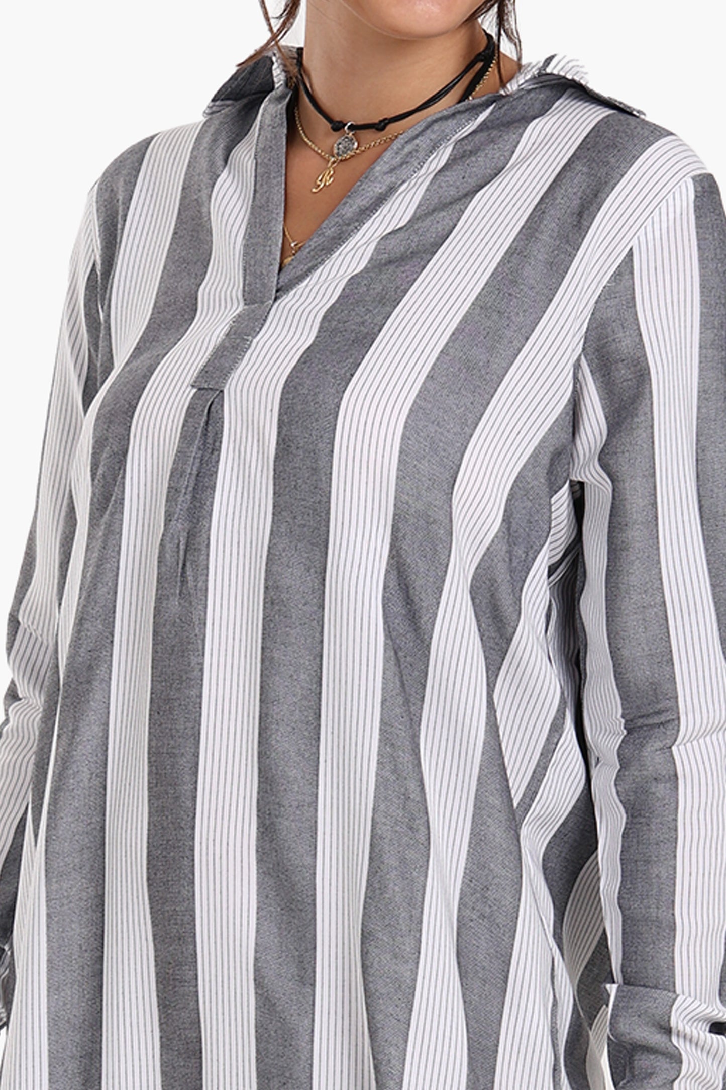 Striped Midi Collared Dress