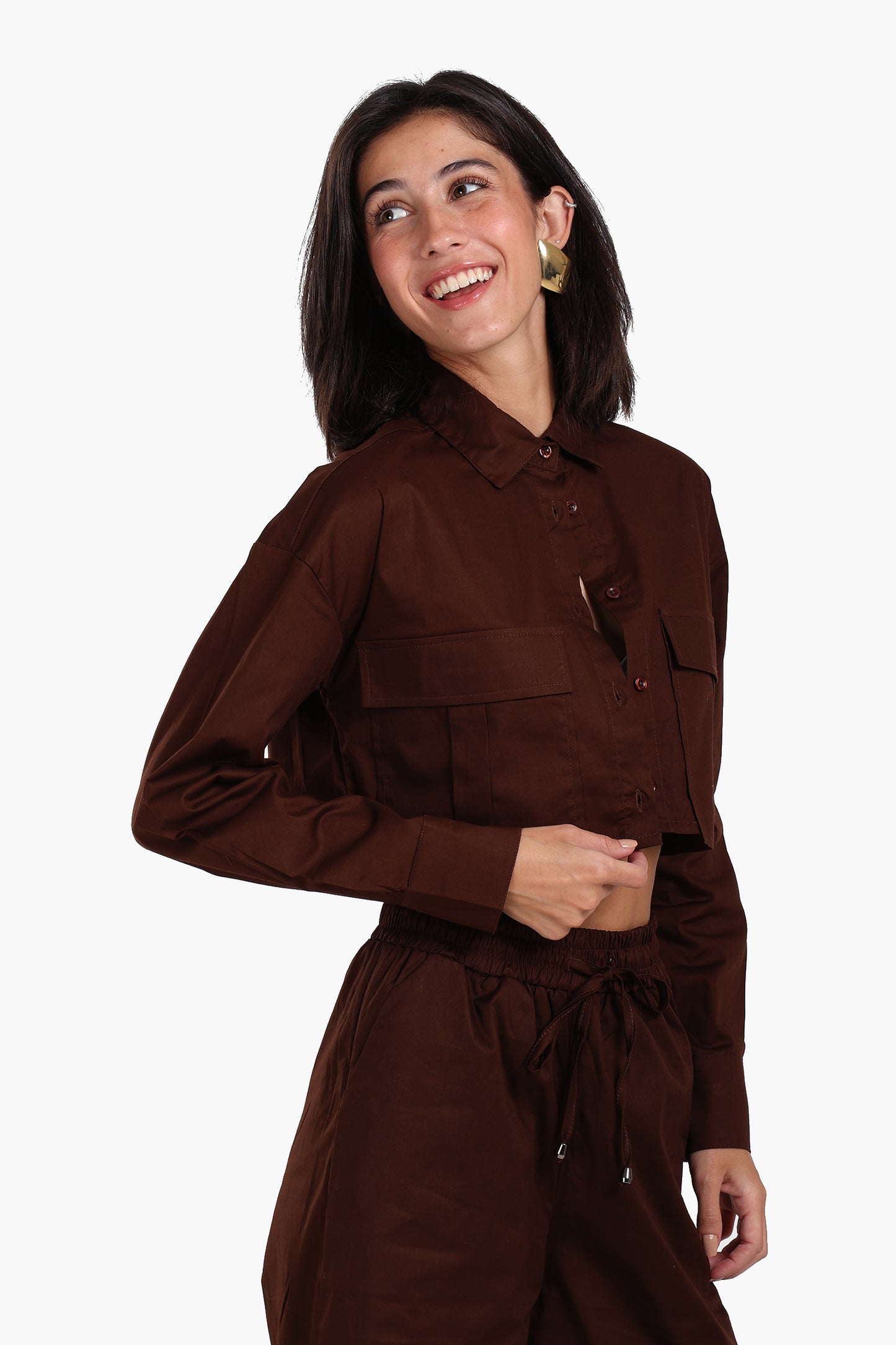 Cropped Poplin Lounge Shirt