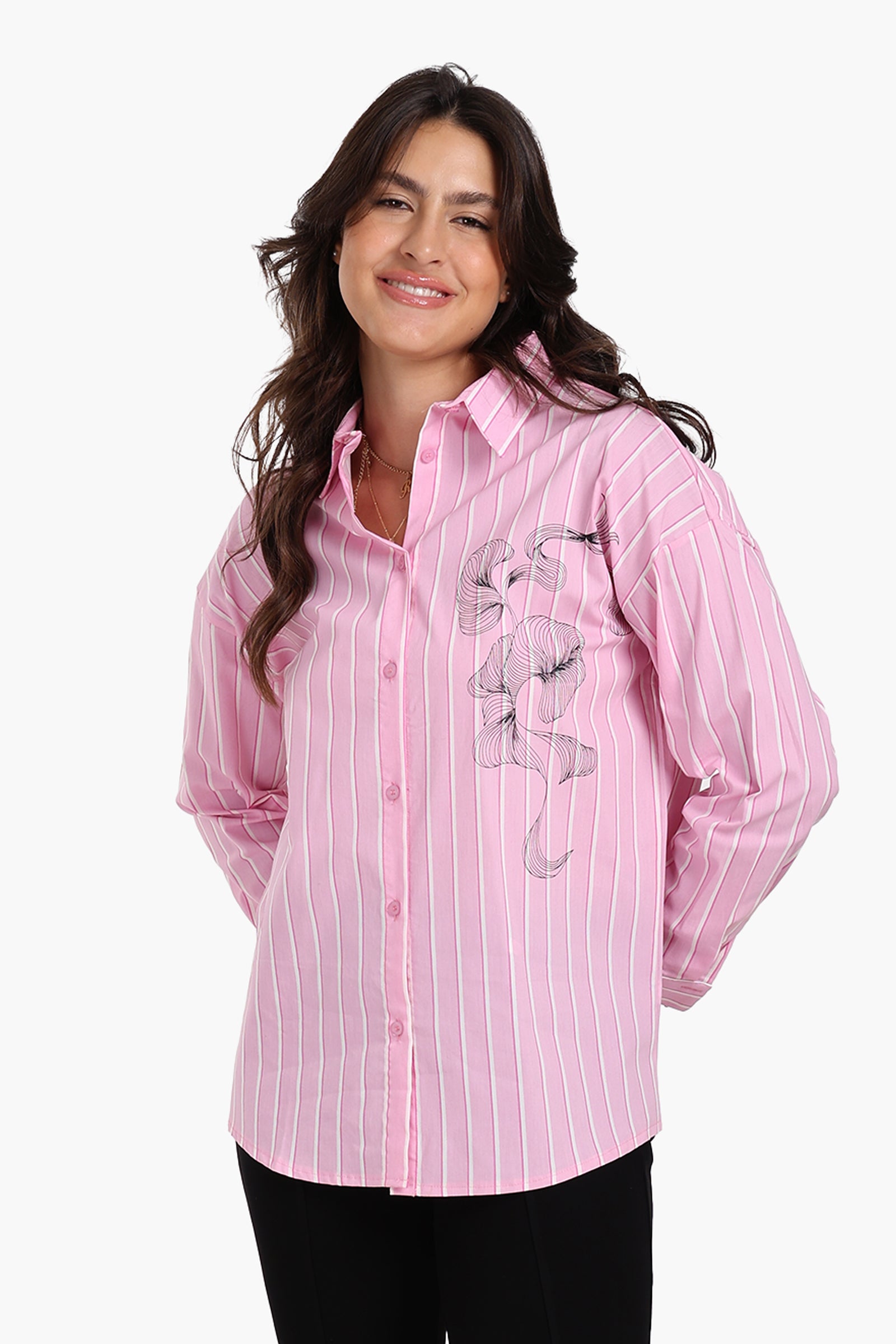 Striped Floral Print Shirt