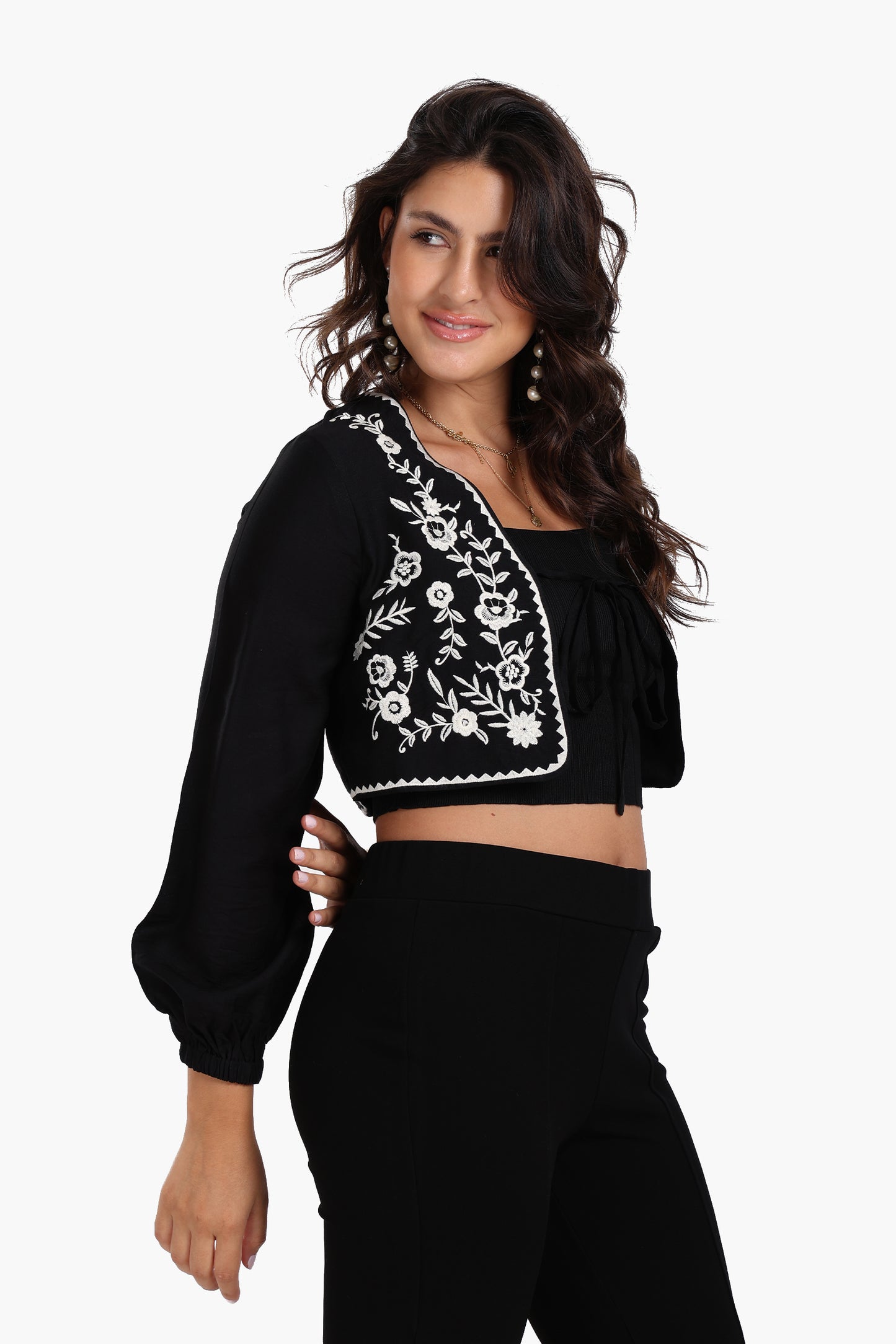 Embroidered Cropped Jacket