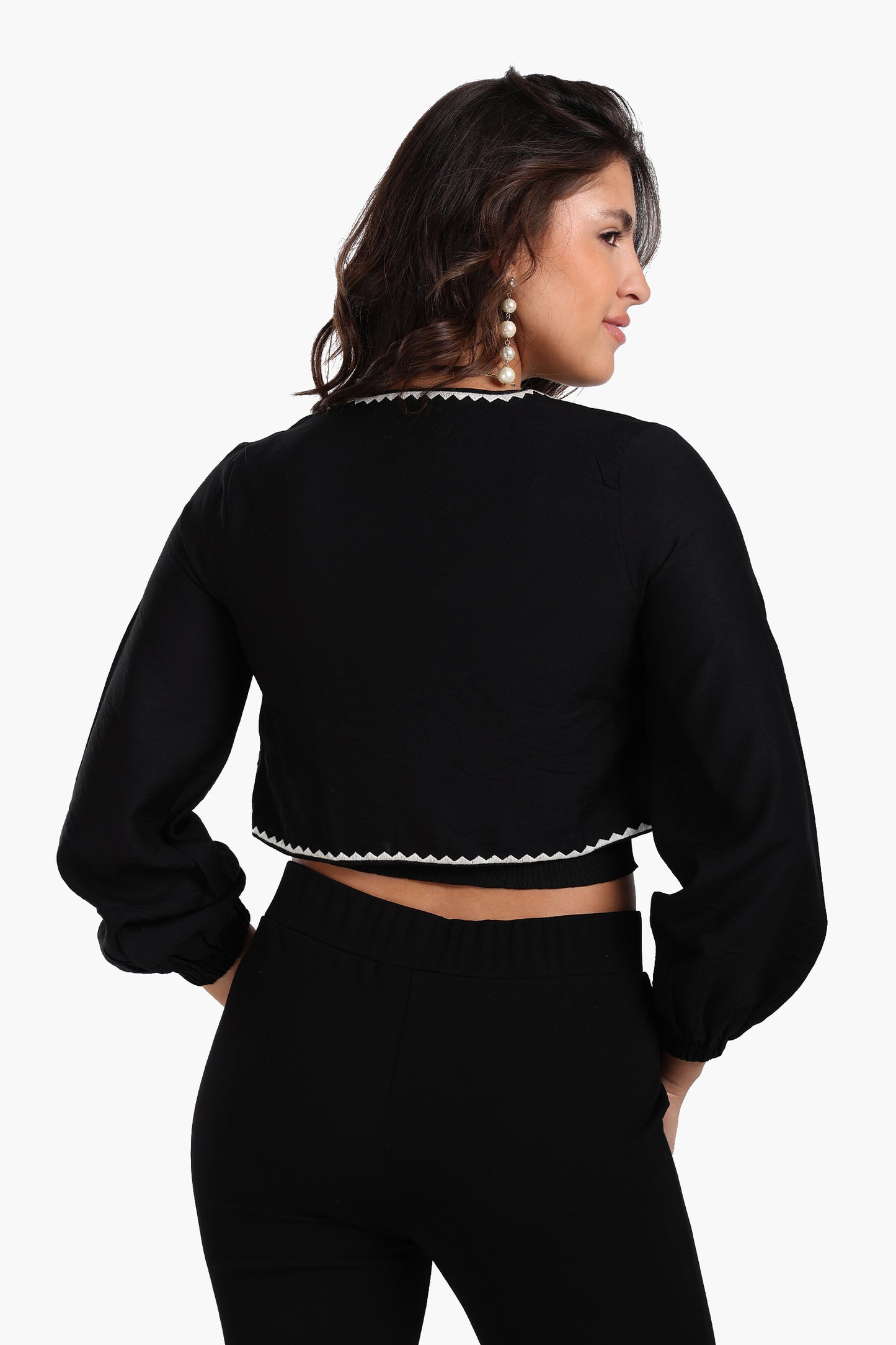 Embroidered Cropped Jacket