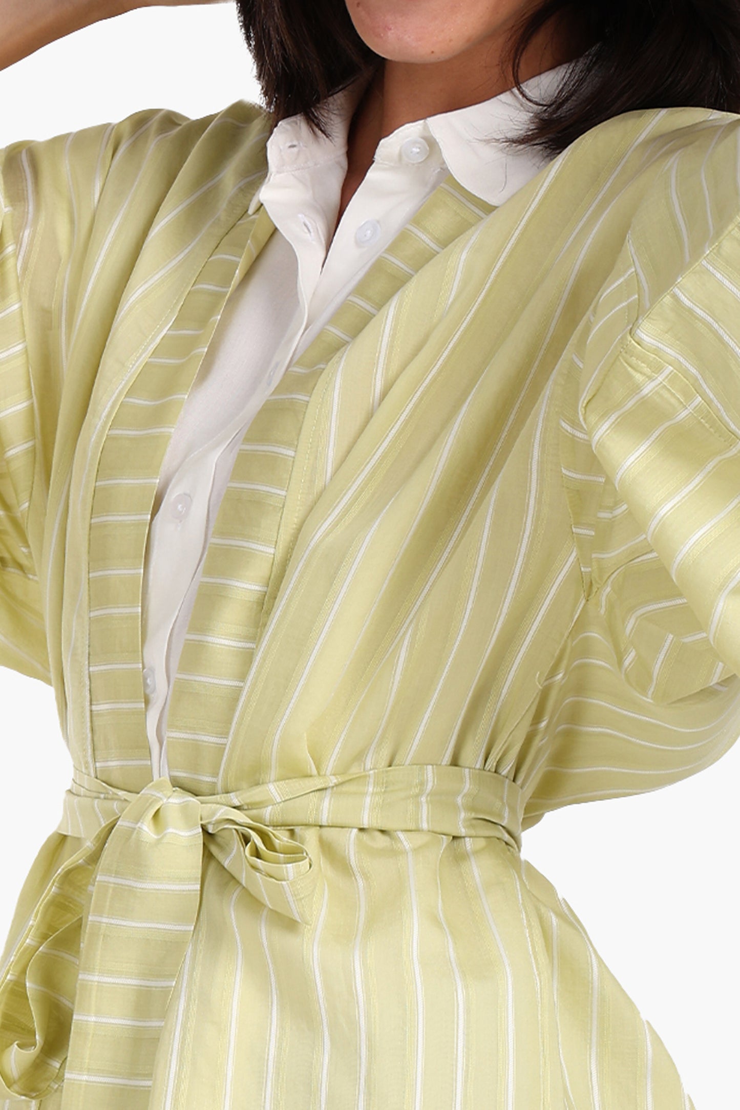 Open-Front Striped Kimono