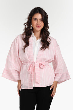 Open-Front Striped Kimono