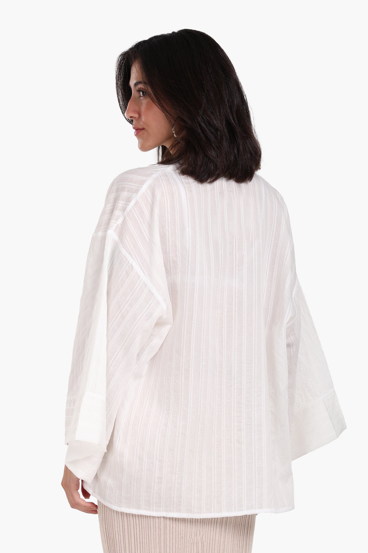 Open-Front Striped Kimono
