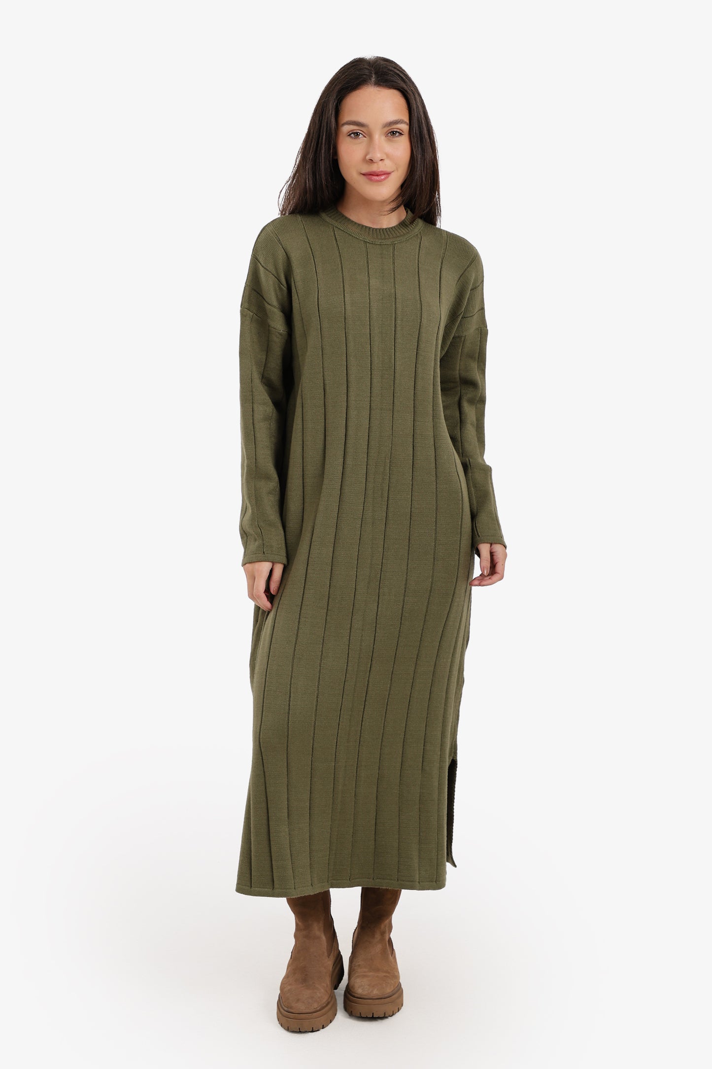 Crew Neck Ribbed Dress