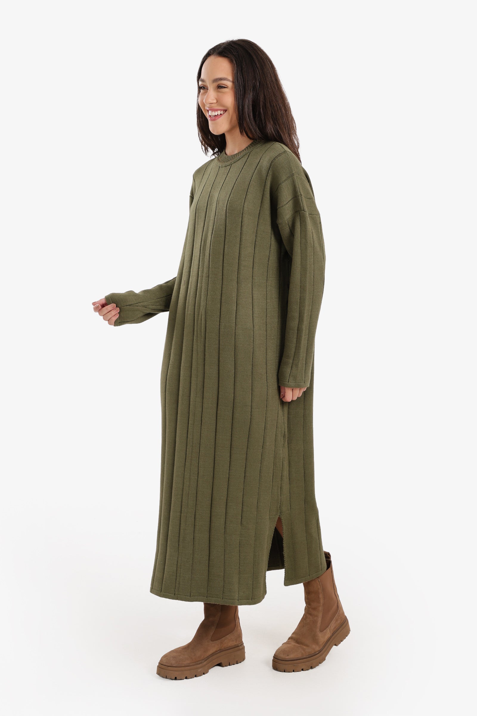 Crew Neck Ribbed Dress