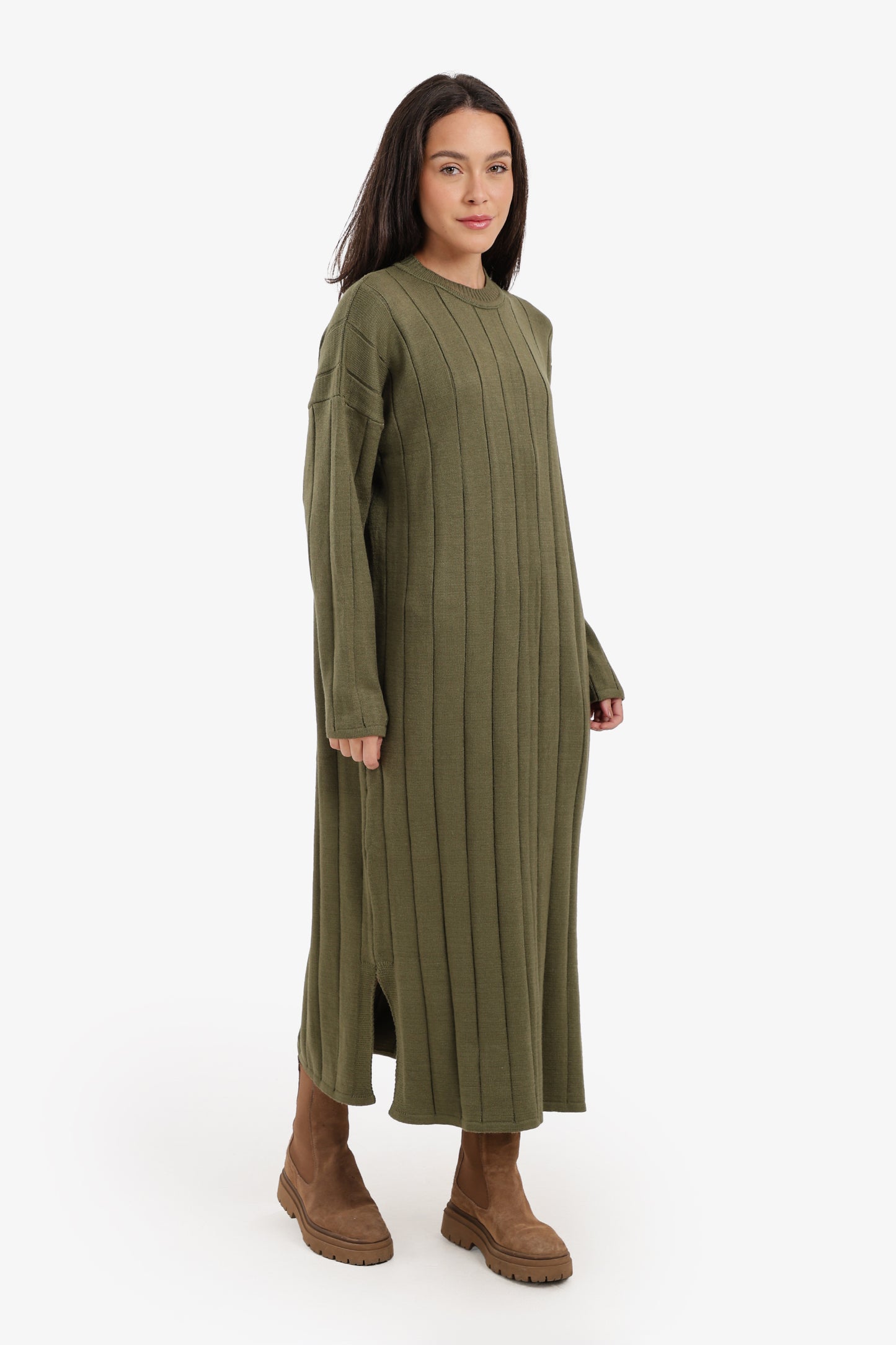 Crew Neck Ribbed Dress