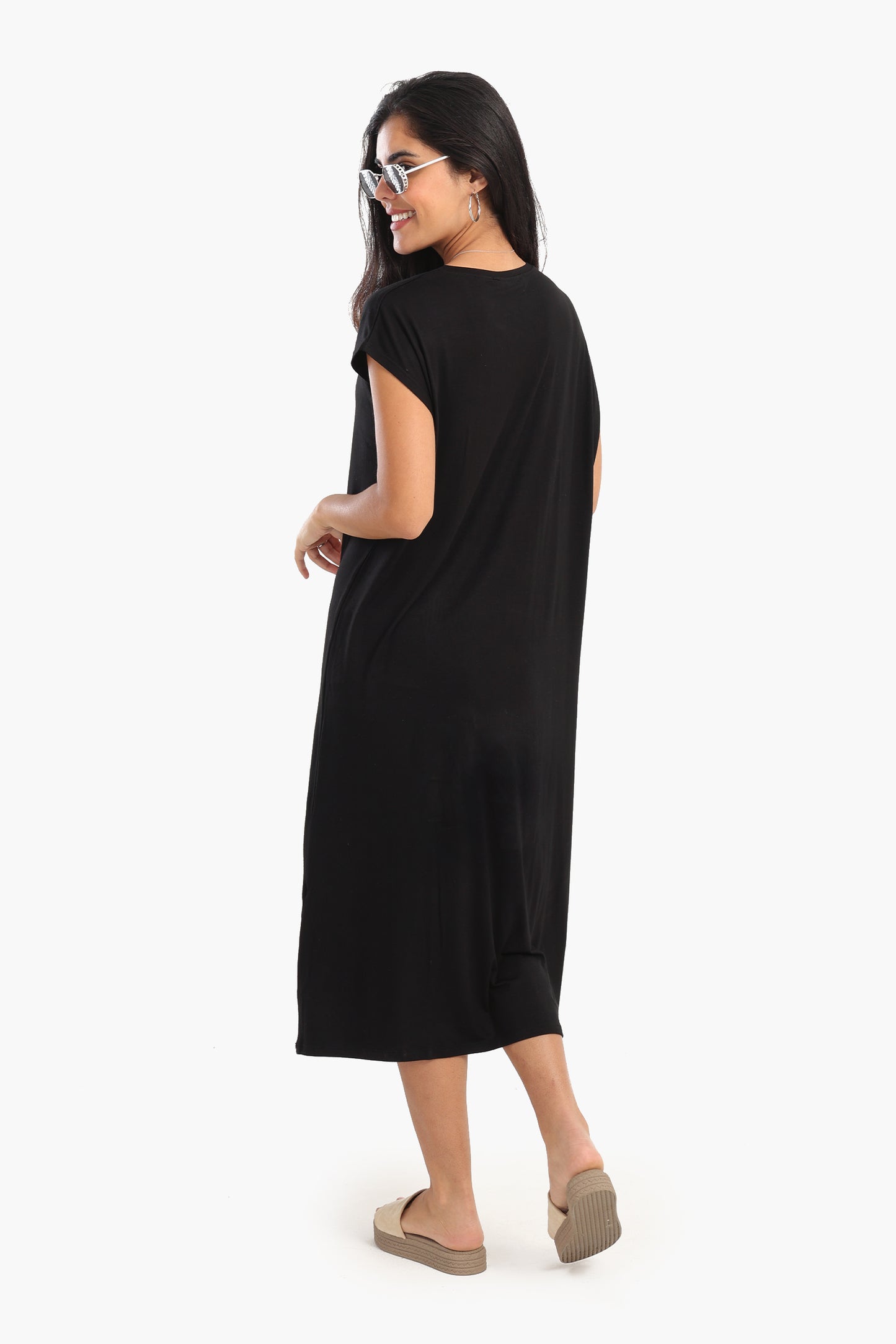 Solid Viscose Midi Dress