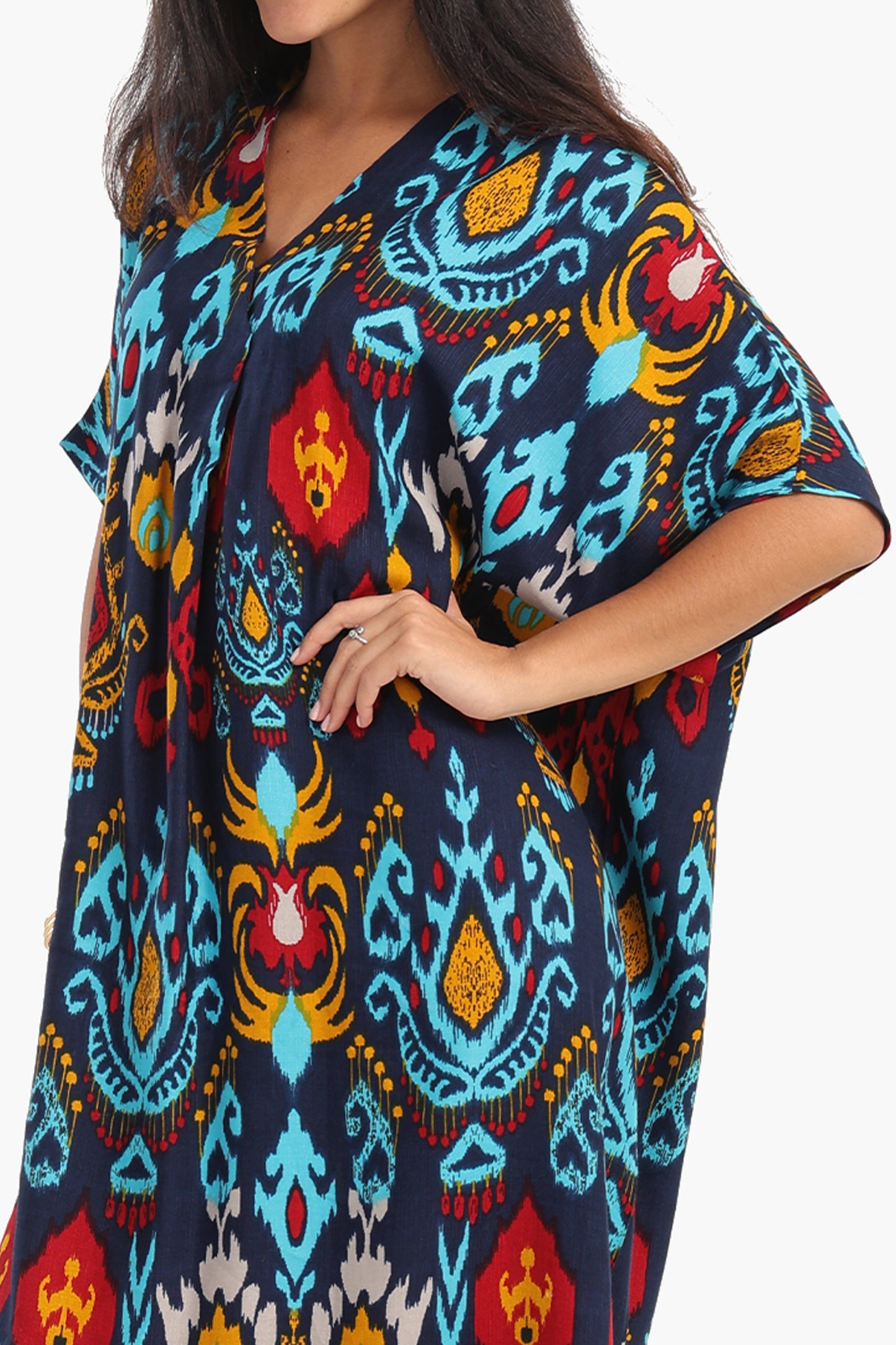 Printed V-Neck Midi Dress