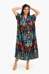 Printed V-Neck Midi Dress