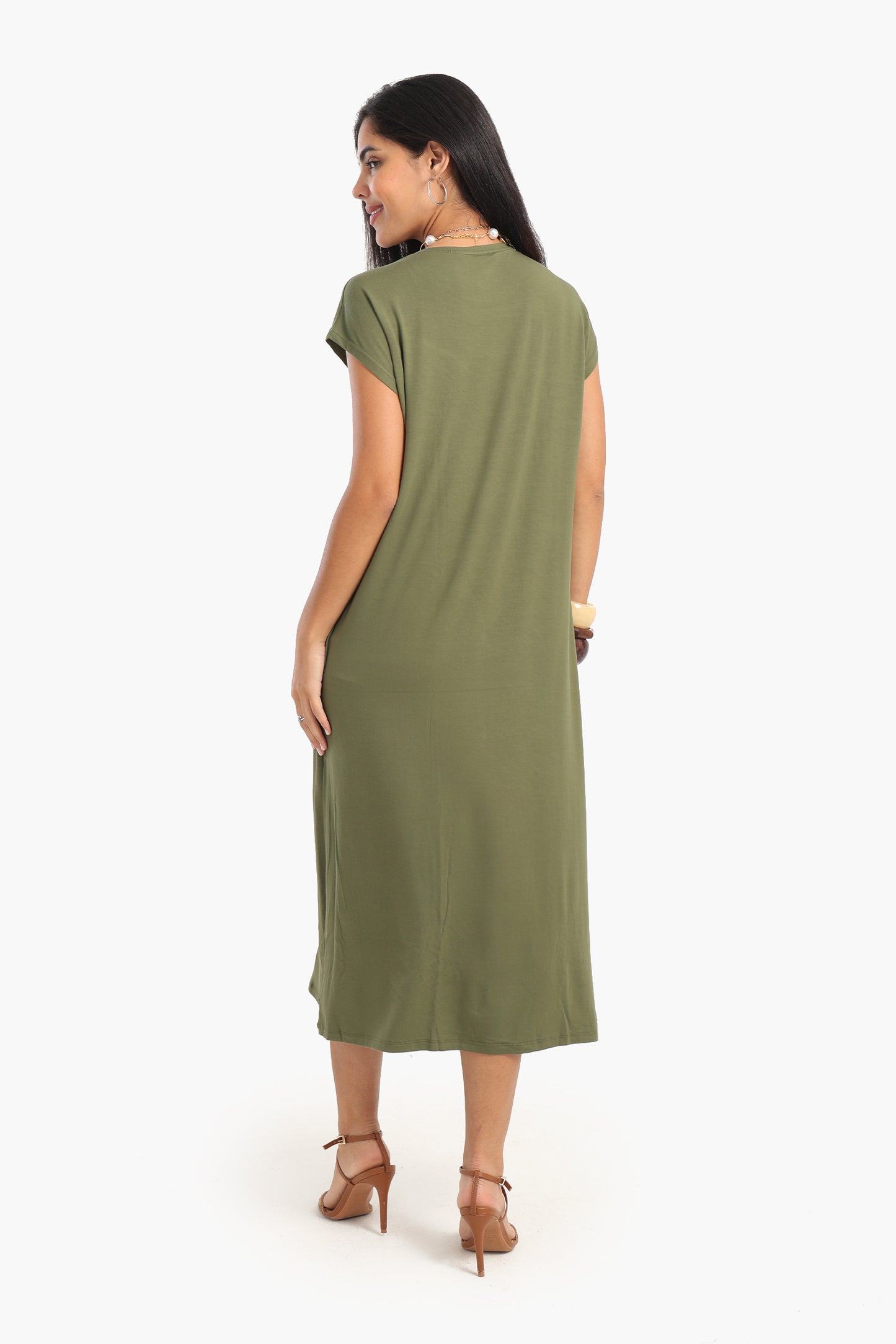 Solid Viscose Midi Dress