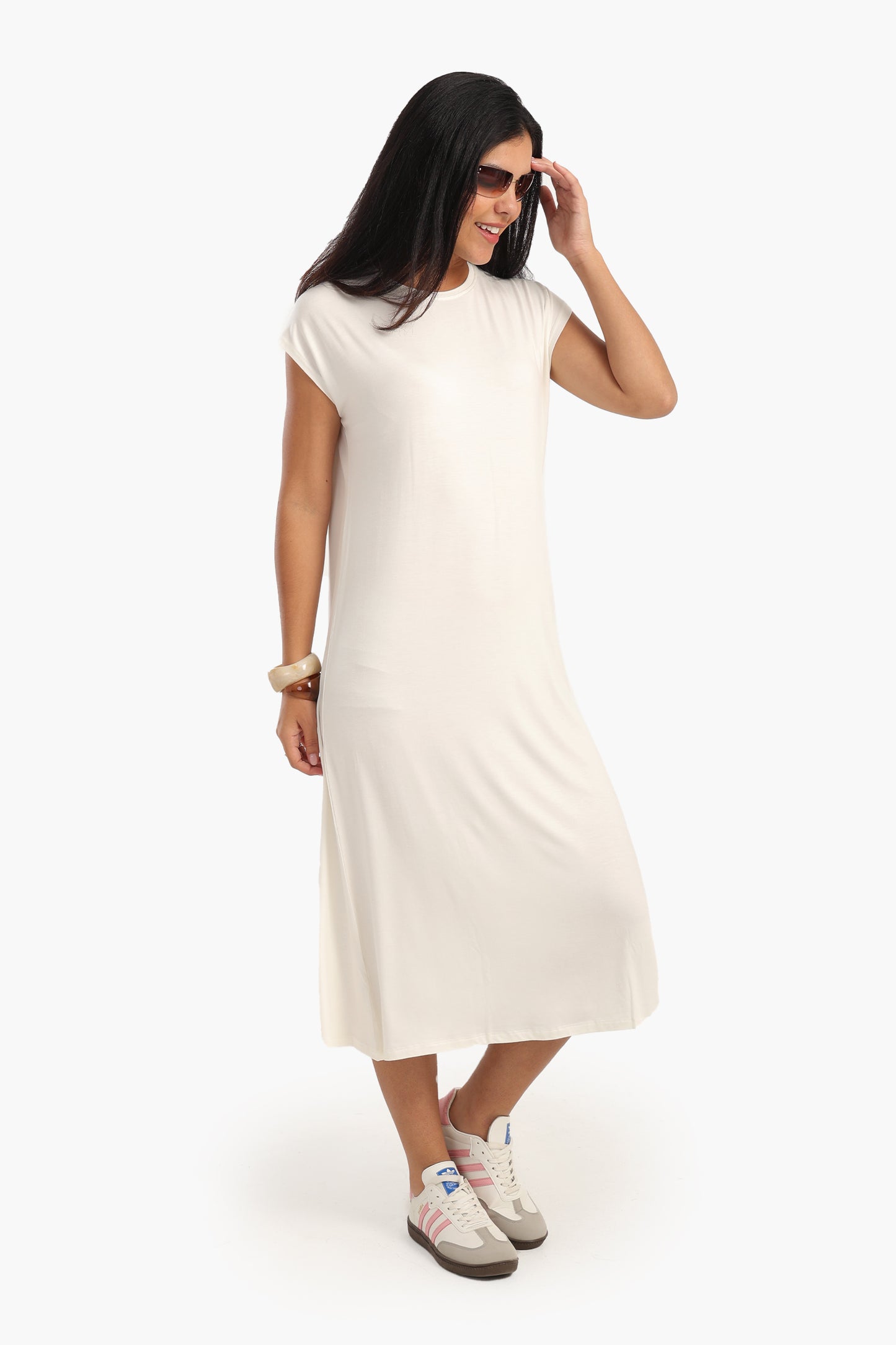 Solid Viscose Midi Dress