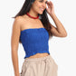 Textured Strapless Top with Frills