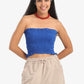 Textured Strapless Top with Frills