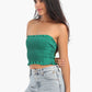 Textured Strapless Top with Frills