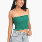 Textured Strapless Top with Frills