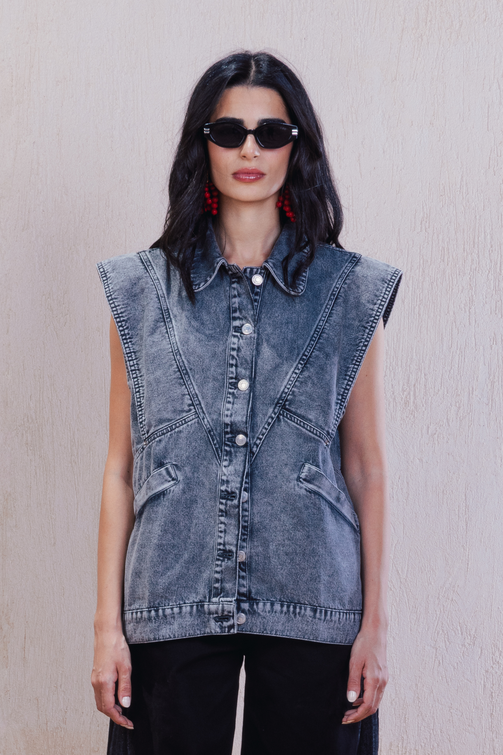 Washed Denim Vest