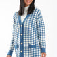 Knitted Houndstooth Pattern Cardigan