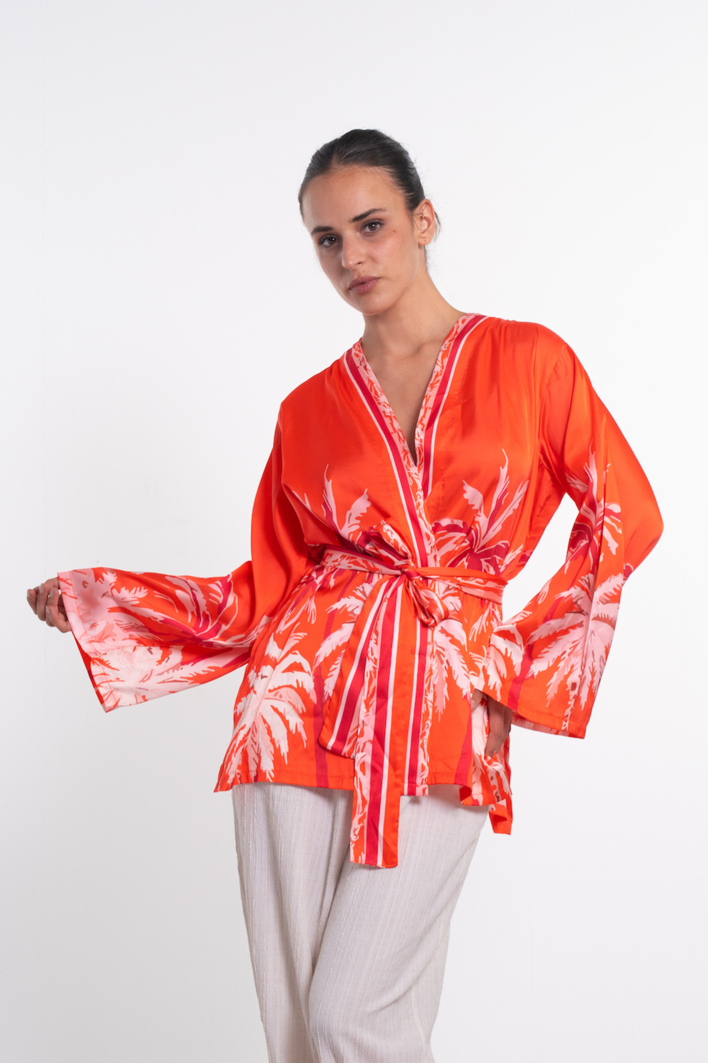Printed Belted Kimono