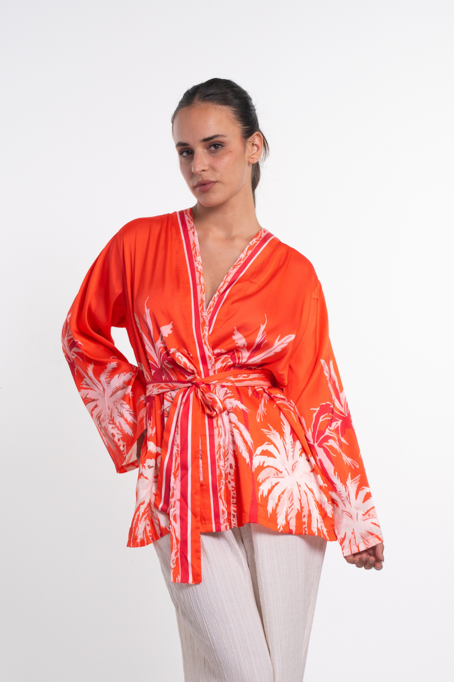 Printed Belted Kimono