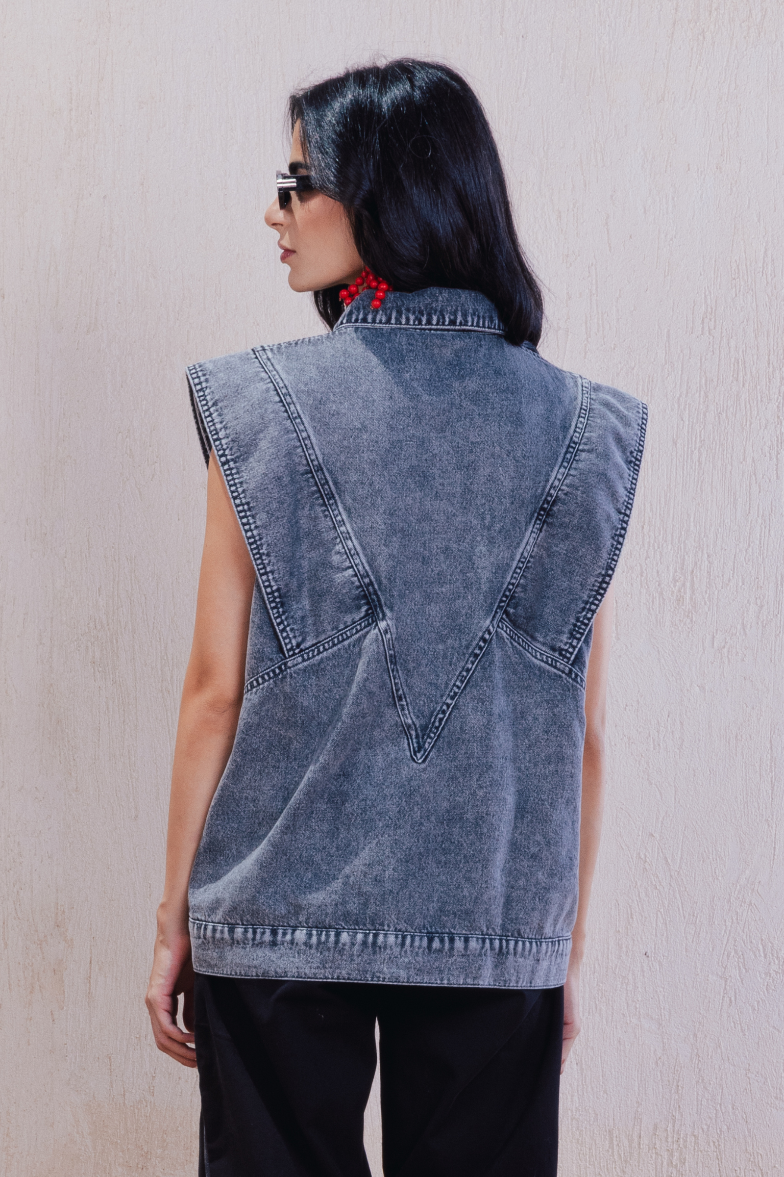 Washed Denim Vest