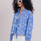 Tie-Front Embroidered Blouse