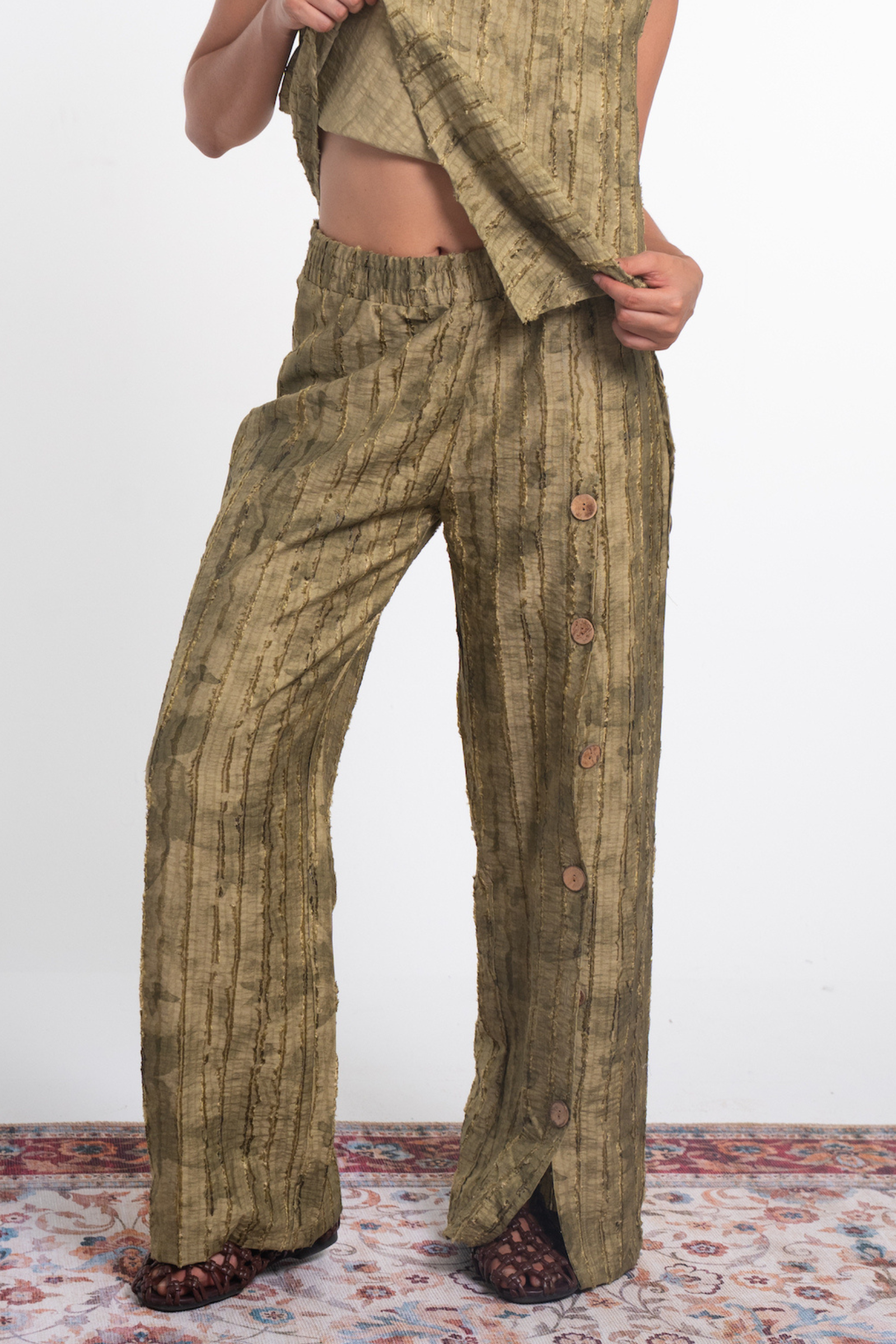 Textured Wide Pants