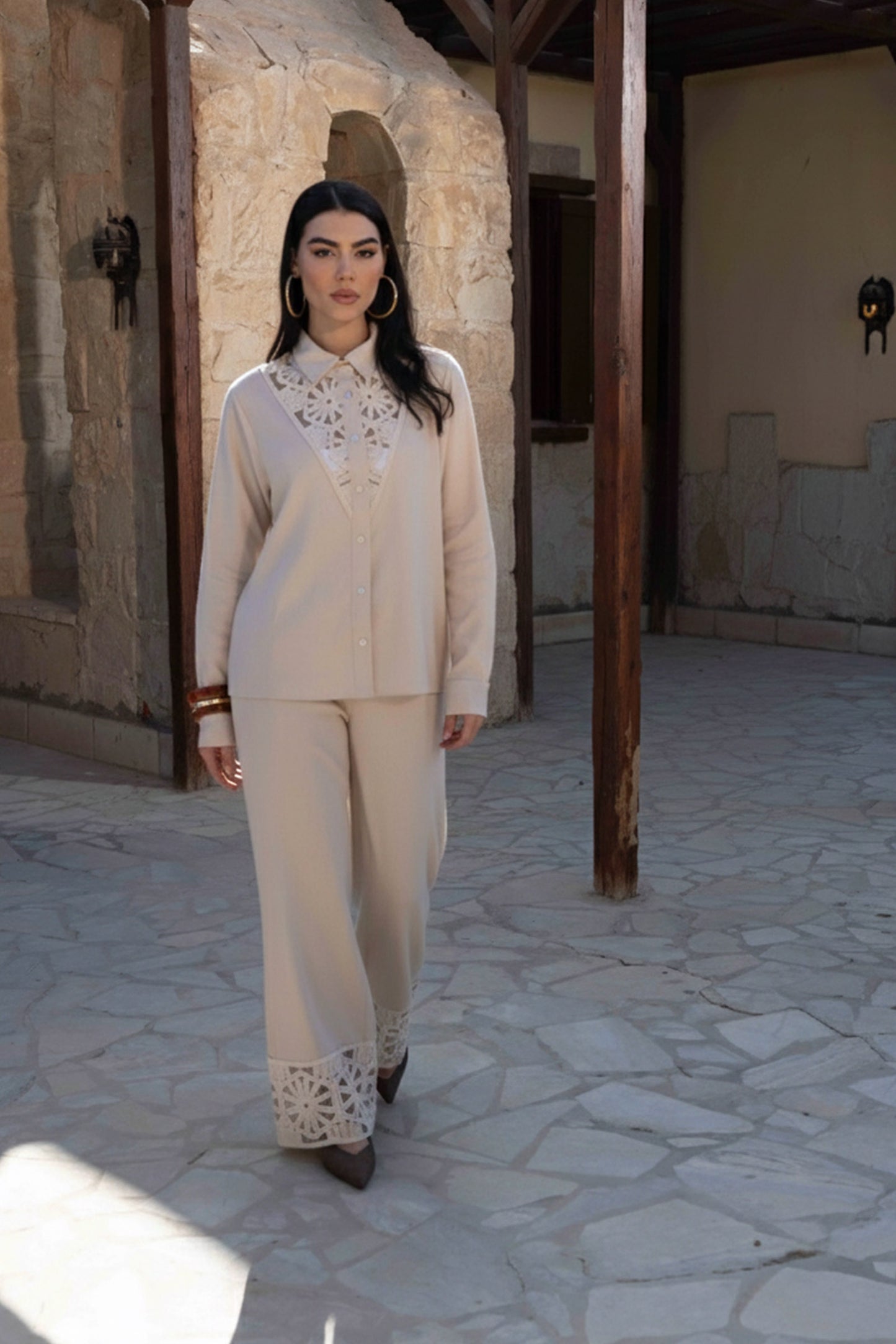 Embroidered Hem Pants