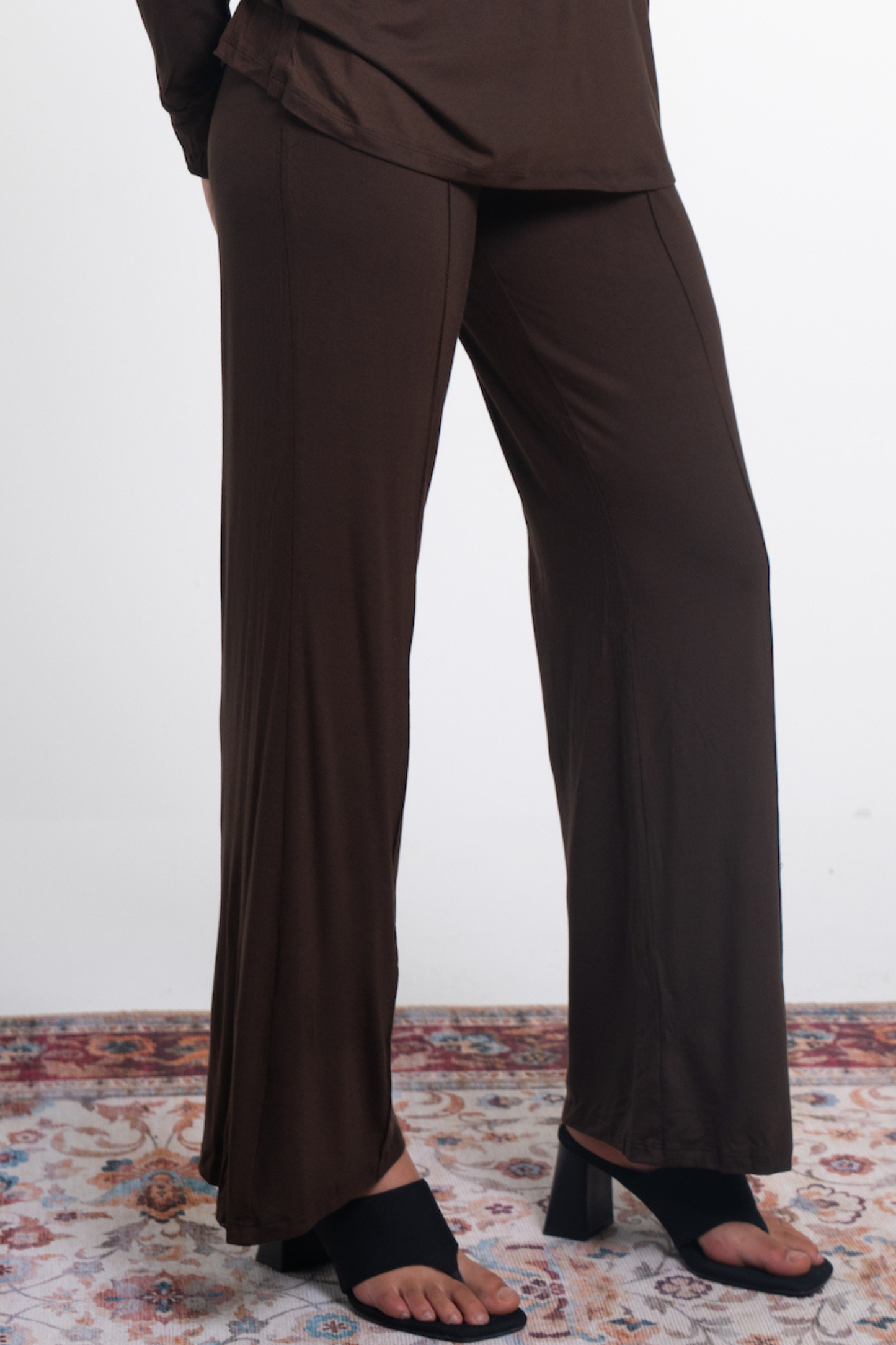Wide Leg Viscose Front Seam Pants