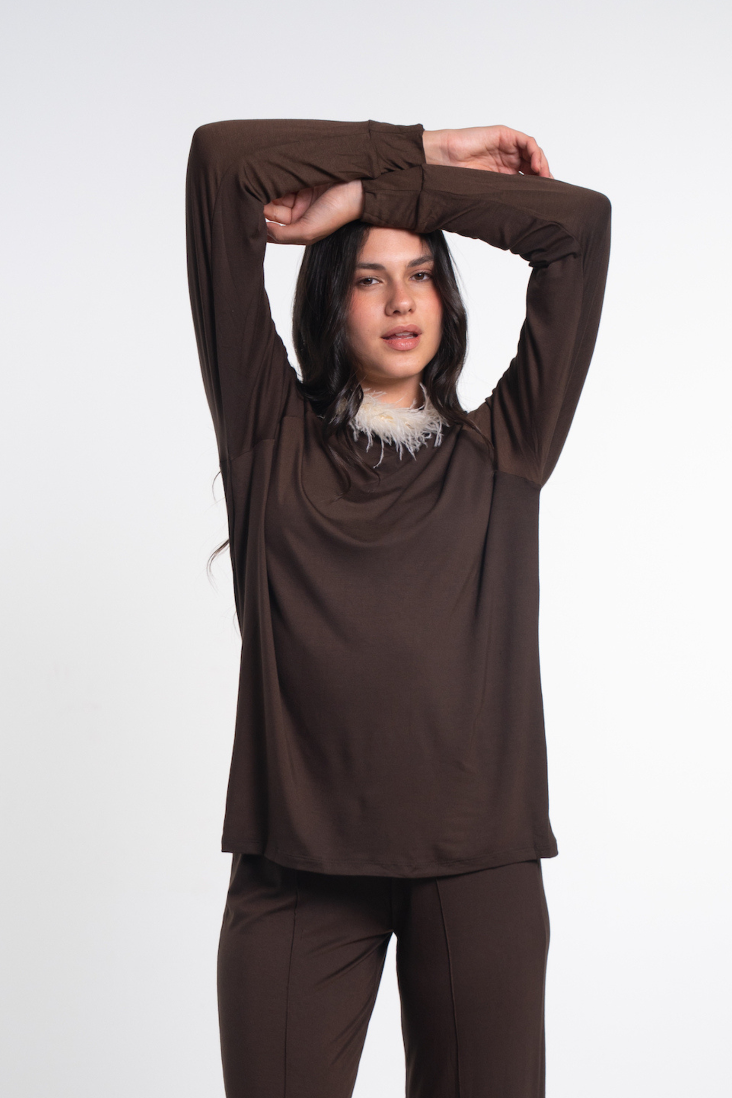 Wide Leg Viscose Front Seam Pants