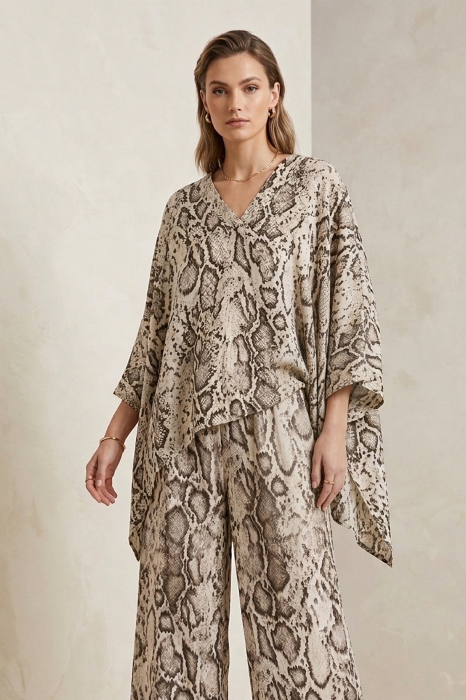 Relaxed Snake-Print Blouse