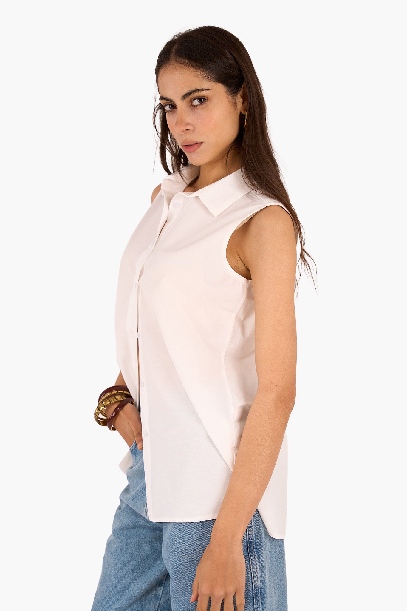 Poplin Sleeveless Shirt